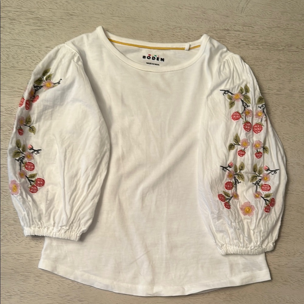 Mini Boden White Embroidered Girl's Top